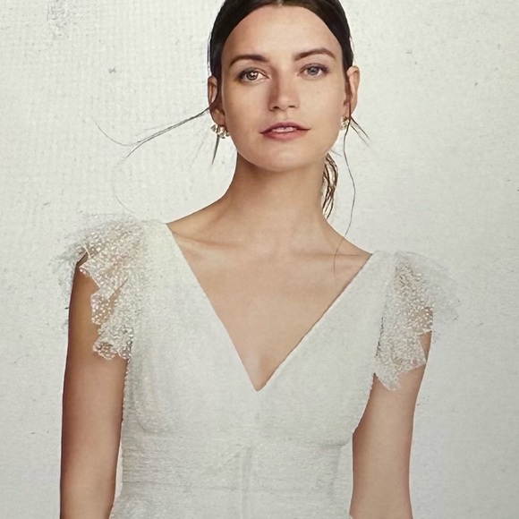 Marchesa Notte Flutter Sleeve Cocktail Dress Ivory Size 6 Perfect Condition - Picture 7 of 8